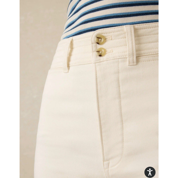 Faherty Stretch Terry Harbor Ankle High Rise Wide Leg Pants Egret Coastal Boho - Picture 5 of 14
